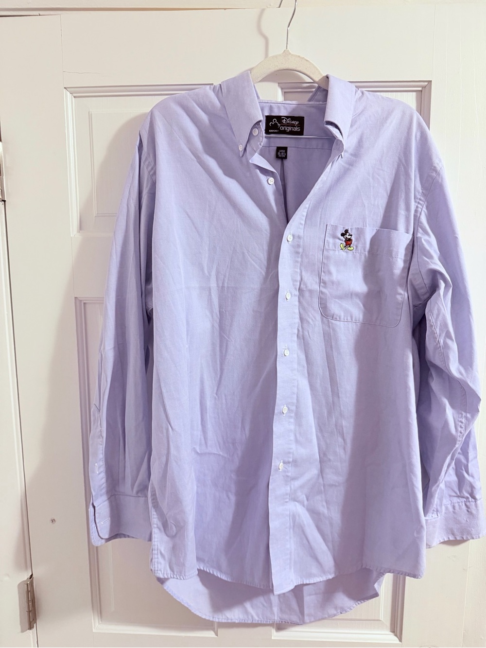 Disney Light Purple Men's Button-Down Shirt with Embroidered Mickey